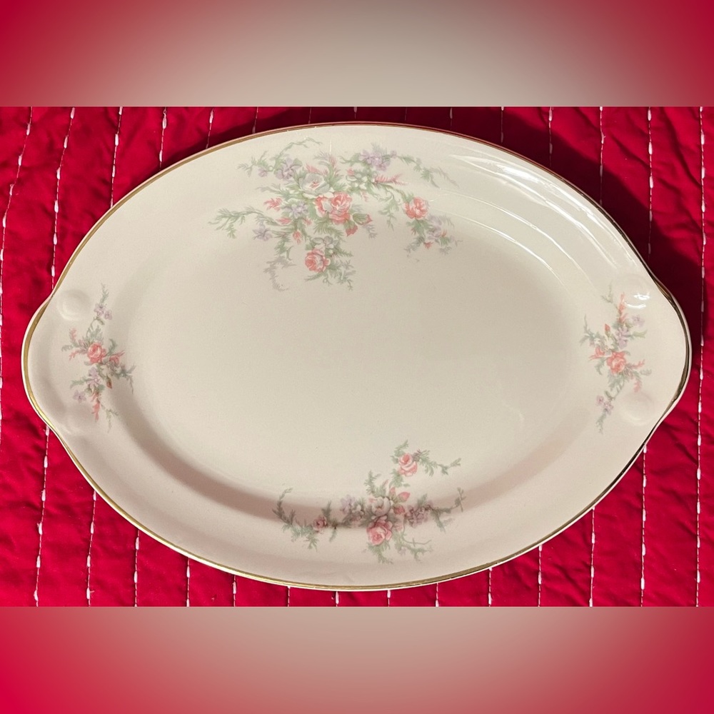 Vintage MCM Taylor, Smith, & Taylor Brides Bouquet Serving Platter 11.5 in.